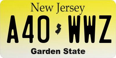 NJ license plate A40WWZ