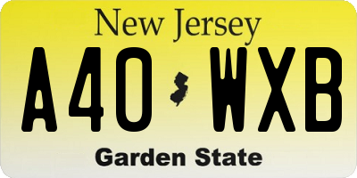 NJ license plate A40WXB