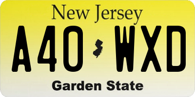 NJ license plate A40WXD
