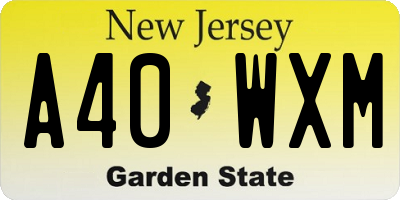 NJ license plate A40WXM