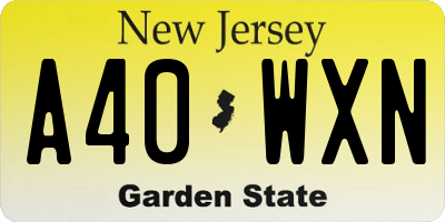 NJ license plate A40WXN