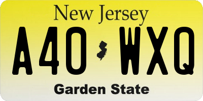 NJ license plate A40WXQ