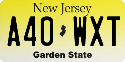 NJ license plate A40WXT