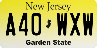 NJ license plate A40WXW