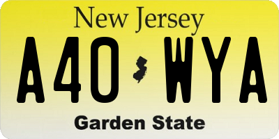 NJ license plate A40WYA