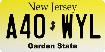 NJ license plate A40WYL