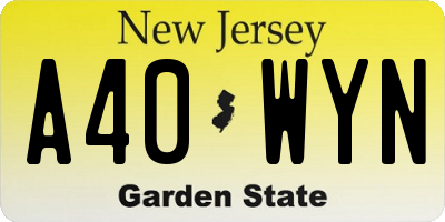 NJ license plate A40WYN