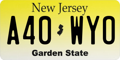 NJ license plate A40WYO