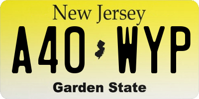 NJ license plate A40WYP
