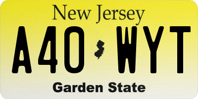 NJ license plate A40WYT