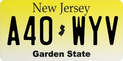 NJ license plate A40WYV