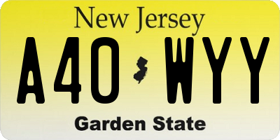 NJ license plate A40WYY