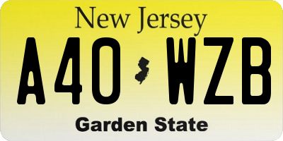 NJ license plate A40WZB