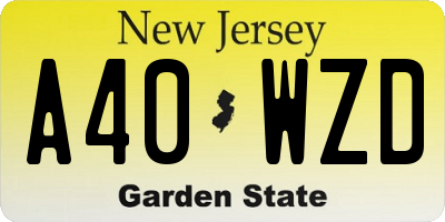 NJ license plate A40WZD