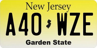 NJ license plate A40WZE