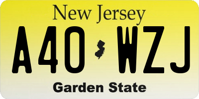 NJ license plate A40WZJ