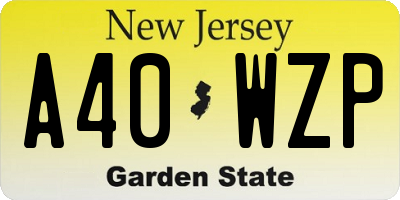 NJ license plate A40WZP