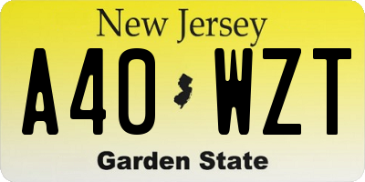NJ license plate A40WZT