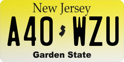 NJ license plate A40WZU