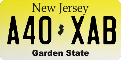 NJ license plate A40XAB
