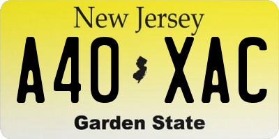 NJ license plate A40XAC