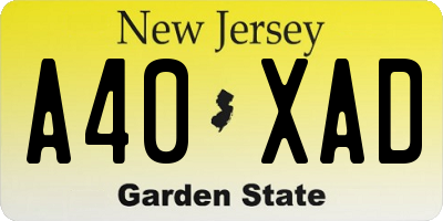 NJ license plate A40XAD