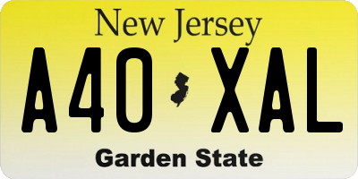 NJ license plate A40XAL