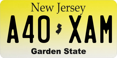 NJ license plate A40XAM