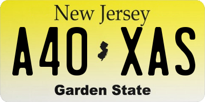 NJ license plate A40XAS