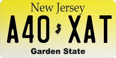 NJ license plate A40XAT