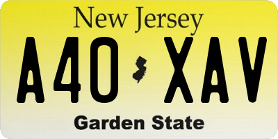 NJ license plate A40XAV