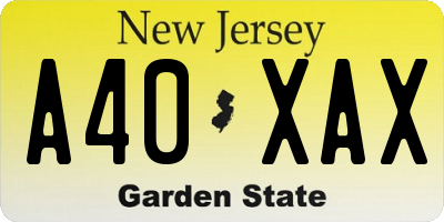 NJ license plate A40XAX