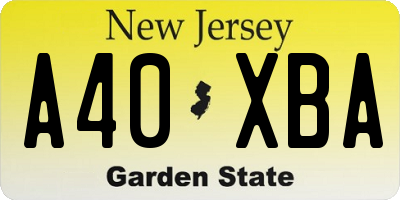 NJ license plate A40XBA
