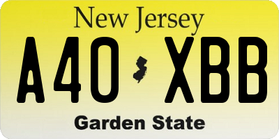 NJ license plate A40XBB