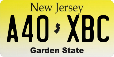 NJ license plate A40XBC