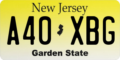 NJ license plate A40XBG