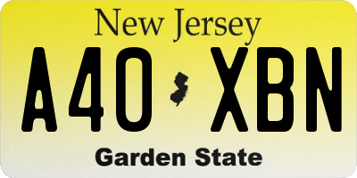 NJ license plate A40XBN