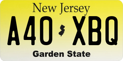 NJ license plate A40XBQ