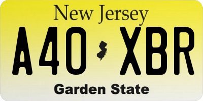 NJ license plate A40XBR