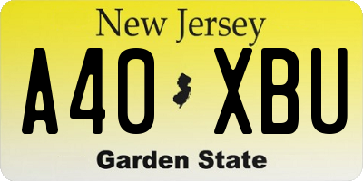 NJ license plate A40XBU