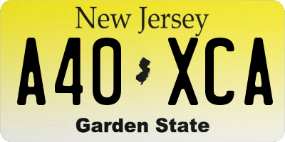 NJ license plate A40XCA
