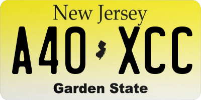 NJ license plate A40XCC