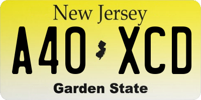 NJ license plate A40XCD
