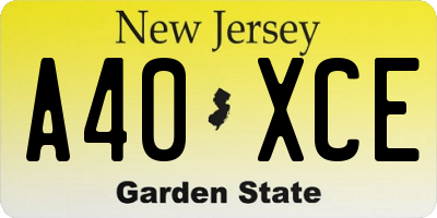 NJ license plate A40XCE