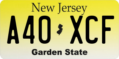 NJ license plate A40XCF
