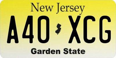 NJ license plate A40XCG