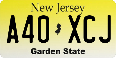 NJ license plate A40XCJ