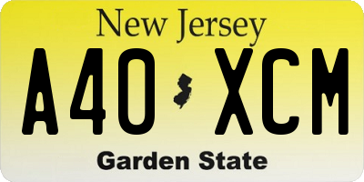 NJ license plate A40XCM