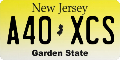 NJ license plate A40XCS