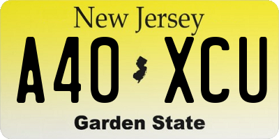 NJ license plate A40XCU